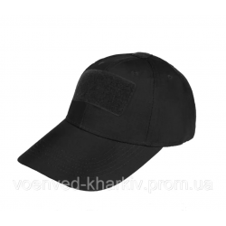 Бейсболка тактична Mil-tec з липучкою Black 12319002